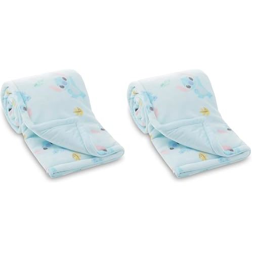 Disney Mickey Mouse, Minnie Mouse, Winnie The Pooh, Lilo and Stitch 2-Ply Infant Blanket - Soft Fleece with Polyfill - Cozy and Warm Baby Blanket for Baby Boys and Girls, 30x40 Inches (Pack of 2)