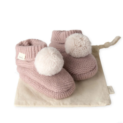 Wool Knit Pom Pom Bootie