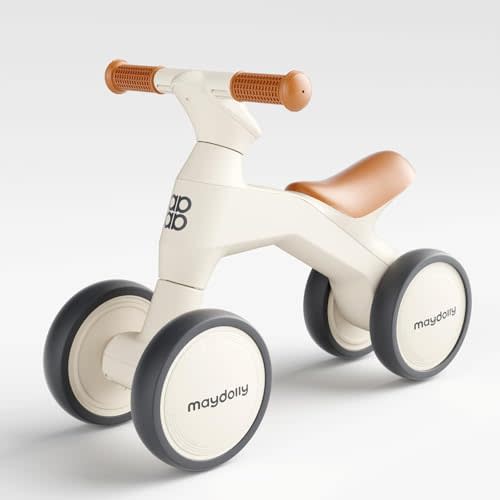 Maydolly Baby Balance Bike, Toddler Balance Bike for 1 Year Old Boys Girls, 4 Wheels Toddler Bike, First Birthday Gifts for 10-36 Month (White)