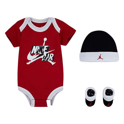 Jordan Newborn 3-Piece Jumpman Classics Bodysuit, Hat, and Booties 3 Piece Set (Red(NJ0336-R78)/White, 0-6 Months)