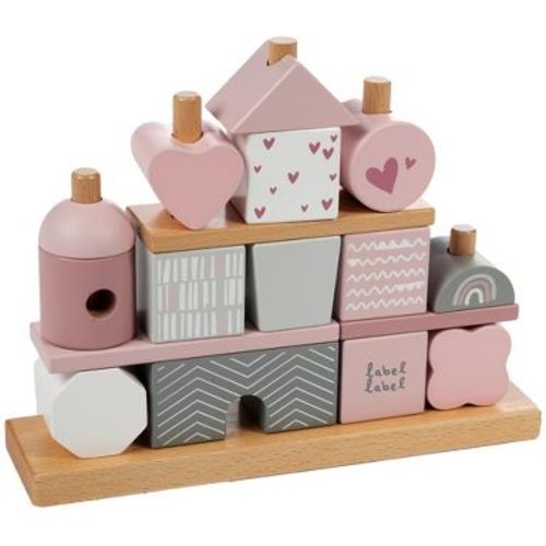 Label Label: Stacking Blocks House - Pink, Wooden & Colored Blocks, 18M+