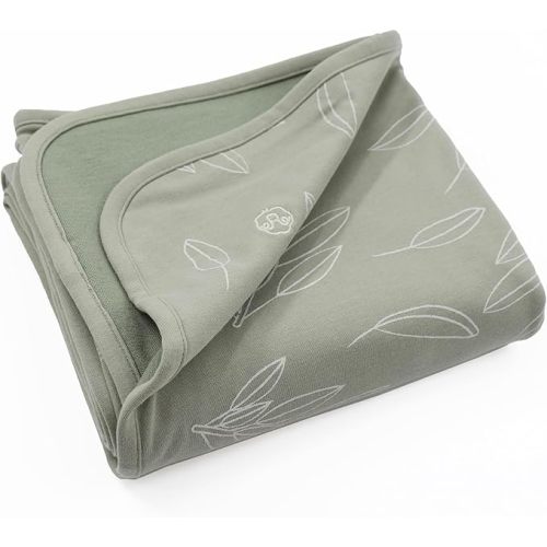 Woolino Baby Blanket for Crib or Stroller - Merino Wool and Organic Cotton Infant Blanket - 4 Season - 40” x 31.5” - Sage