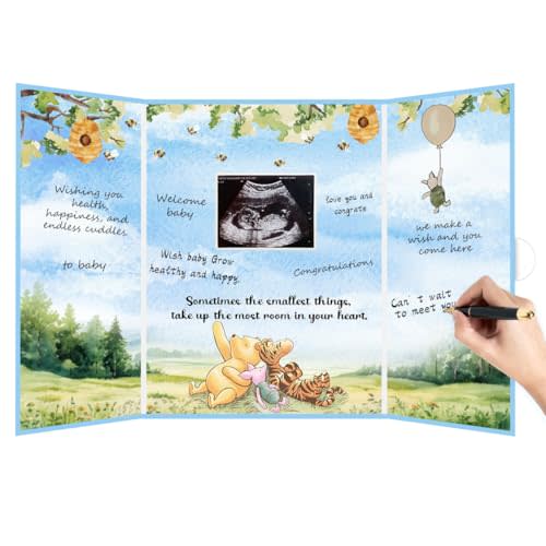 cidobi Winnie Baby Shower Signature Board, The Pooh Baby Shower Guest Book Alternatives, Winnie Quotes Baby Shower Party Signature Book for Boys Girls, Baby Shower Party Decoration 18 * 12IN