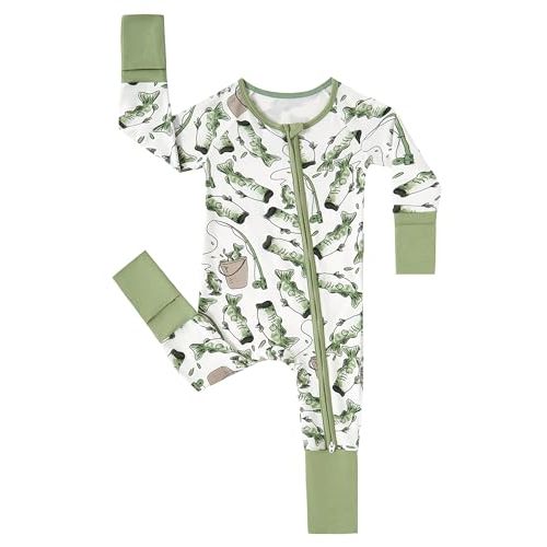 MOSSRIVER Bamboo Viscose Baby Footies with Mitten Cute Prints Long Sleeve Romper Jumpsuit Toddler One-Piece Outfits