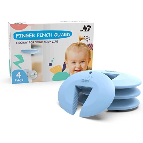Neobay Door Pinch Guard and Door Slam Stopper, Durable Silicone Door Finger Pinch Guard, Prevents Slamming on Even Heavy Doors, Non-Toxic & Pet Friendly, Blue, 4 Packs