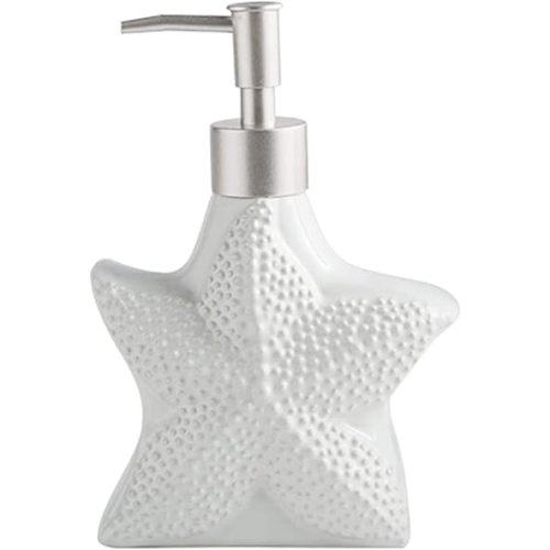 Ceramic Relief Starfish/Shell Soap Dispenser Soap Bottle Lotion Bottle with Pump