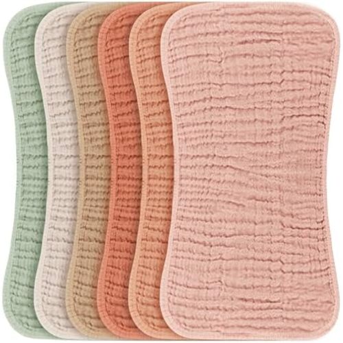 Konssy 6 Pack Large Muslin Baby Burp Cloths and Burp Rags Set for Newborn