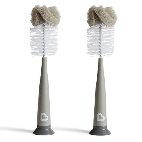 Munchkin Sponge Bottle Brush, Grey/Sage, 2 Count (Pack of 1)