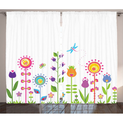Ambesonne Tulip Semi-Sheer Rod Pocket Curtain Panels | Wayfair