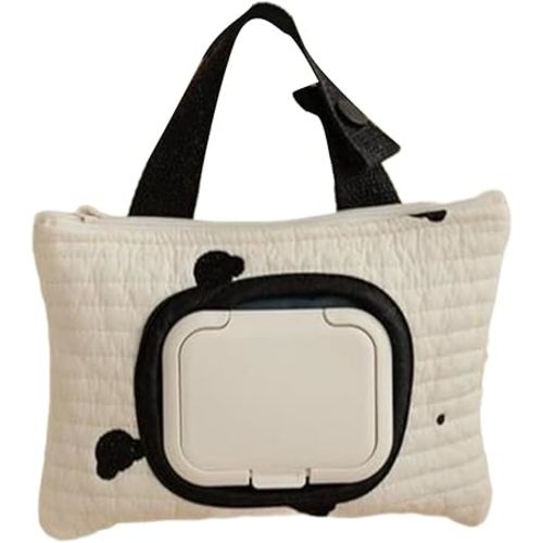 Embroidered Bear Stroller Wet Wipe Pouches Portable Baby Wipe Holder Embroidery Baby Wipes Storage Bag for Travel