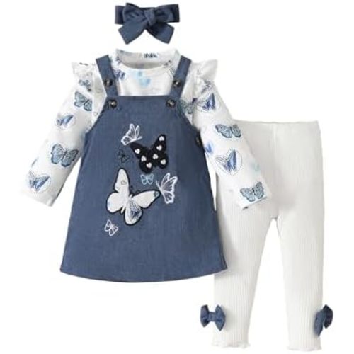 SUREPOCH Toddler Baby Girl Clothes Outfits 12 18 24 Month 2T 3T 4T Girl Clothes Fall Winter Top Dress Pant Set