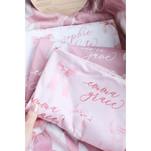 Bow Personalized Baby Name Swaddle Blanket | Caden Lane