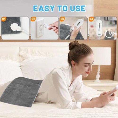 Swtroom 12" x 24" Grey Weighted Heating Pad for Pain Relief, 3 Heat Settings, Machine Washable, Perfect for Neck, Shoulder and Knee Use