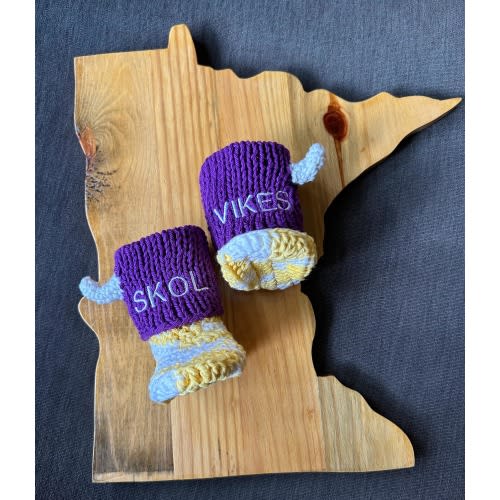 Minnesota Vikings Baby Booties: Glow-in-the-Dark Horns, Embroidered SKOL/VIKES