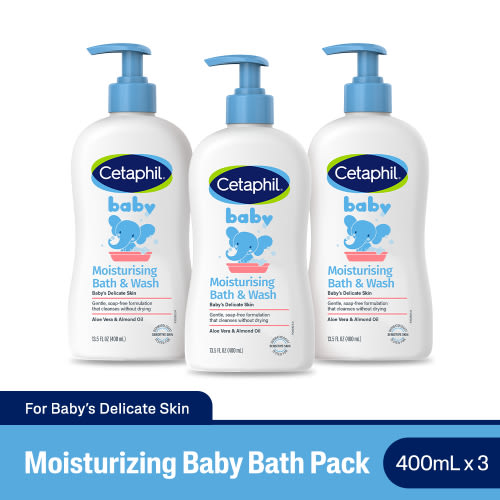 Cetaphil Baby Ultra Moisturising Bath & Wash 400ml - Bundle of 3