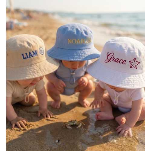 Embroidered Name Sunhat,Custom Baby Hat for Summer,Personalized Toddler Sun Hat,Vacation Gift for Baby Boy/Girl,Shower Gift