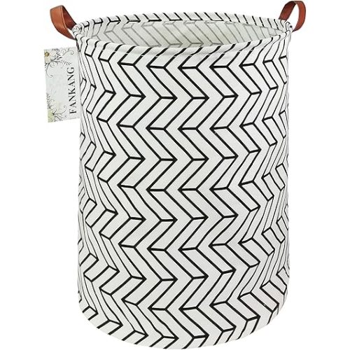 FANKANG Storage Basket, Nursery Hamper Canvas Laundry Basket Foldable with Waterproof PE Coating Large Storage Baskets for Kids Boys and Girls, Office, Bedroom, Clothes,Toys（Geometric）