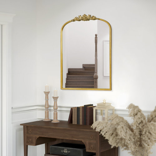 House of Hampton® Kiany Metal Arched Mirror Vintage Mirror with Ornate Frame & Reviews | Wayfair