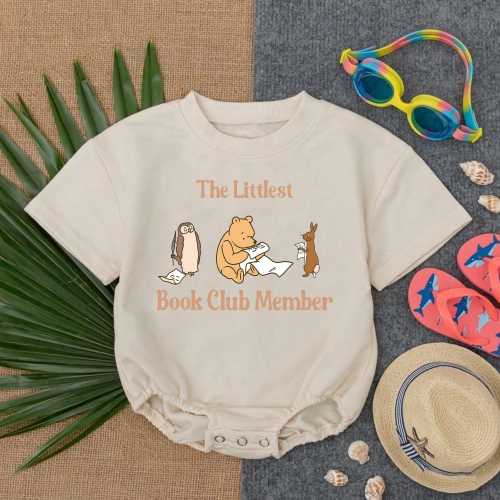 Littlest Book Club Member Baby Romper, Reading Animal Outfit