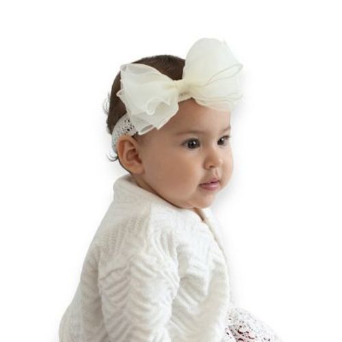 Summer Crystal – Organza Cloud Bow Baby Headband - 1 Pack