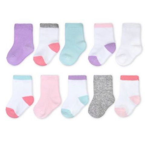 Goldbug 10 Pack Crew Socks in White/Pink