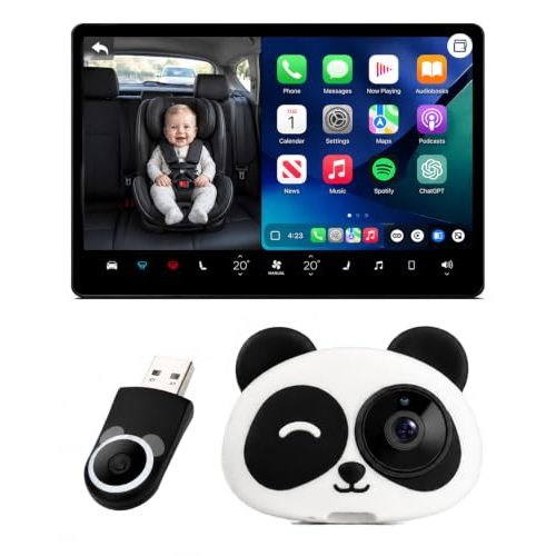 Wireless CarPlay Baby Car Camera,Split Screen Navigation | Baby Camera for Car,No-Glow Night Vision,Real-Time View,Plug & Play for for Wired CarPlay for Parents & Pet Owners