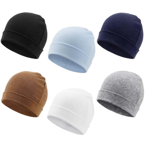 6 Pack Baby Beanie Hats for Unisex Infant Toddler Cotton Beanie Newborn Hospital Hat for Boys Girls 0-6 Months