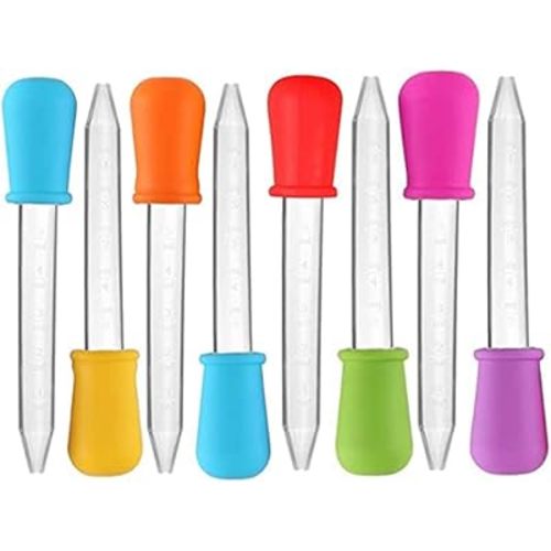 5ml Liquid Droppers Medicine Silicone and Plastic Pipettes Eye Dropper with Bulb Tip for Kids Candy Molds (8 Pack）