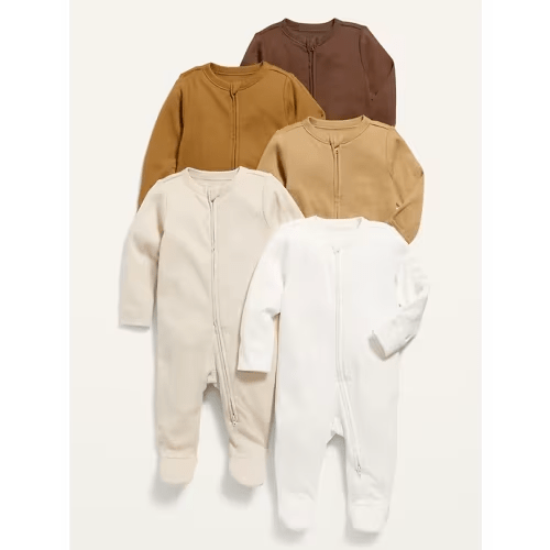 Unisex 2-Way-Zip Sleep & Play Footed One-Piece 5-Pack for Baby | Old Navy