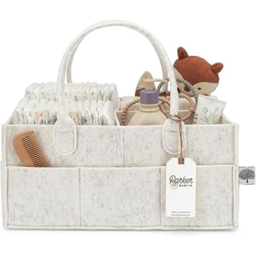 Parker Baby Co. Felt Diaper Caddy Organizer - Large, White