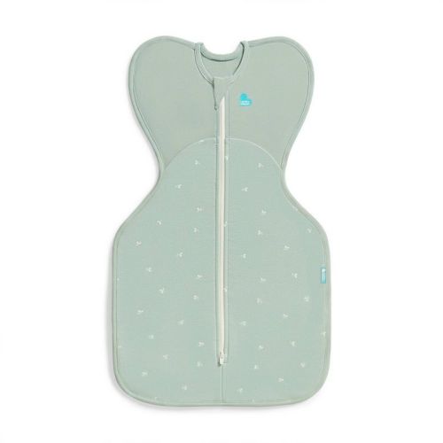 Love to Dream Baby Swaddle Up Sleep Sack - Cotton Fleece 1.5 TOG Sleeveless Wrap - Olive Twigs - NB: Two-Way Zipper, Botanical Pattern