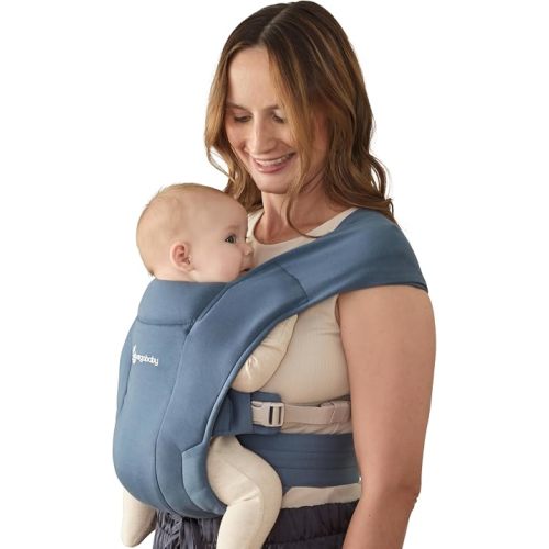 Ergobaby Embrace Porte-bébé Confortable pour Nouveau-né (3,2-11,3 kg), Tricot Ponte, Bleu Oxford