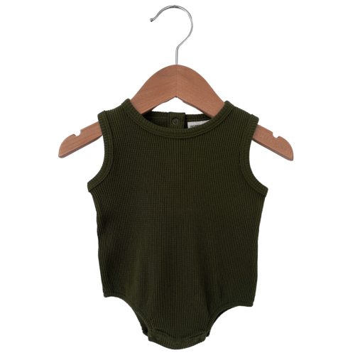 Organic Waffle Bubble Romper, Forest