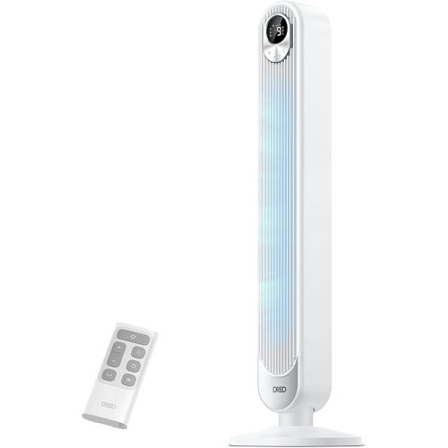 DREO Tower Fan 42 Inch, Cruiser Pro T1 Quiet Oscillating Bladeless Fan with Remote, 6 Speeds, 4 Modes, LED Display, 12H Timer, White Floor Standing Fan Powerful for Indoor Home Bedroom Office Room