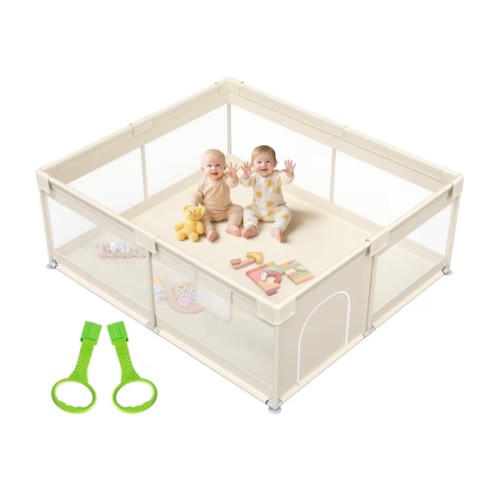 Amazon.com : ZEEBABA Beige Baby Playpen 59x59 in, Playpen for Babies and Toddlers, Play Pen for Kids, Play Yard for Infants with Gate (Without mat) : Baby