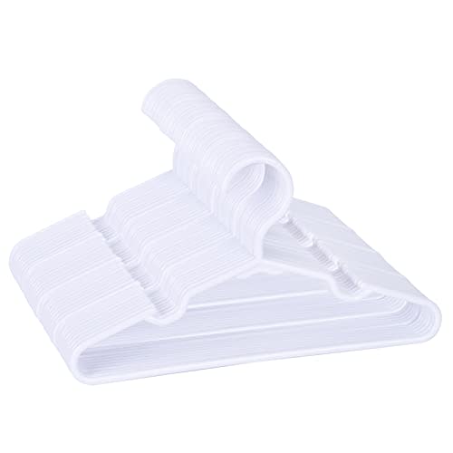 60 Pack White Kids Hangers 11.6 Inch - Baby Clothes Hangers for Toddler & Child, Durable Plastic Children's Hangers for Closet, Pants, Coats, Skirts (Non-Slip, Space-Saving)