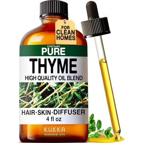 KUKKA Thyme Essential Oils - 4 Fl Oz - for Hair, Skin, Diffuser, Aromatherapy & DIY Soap Making Scent