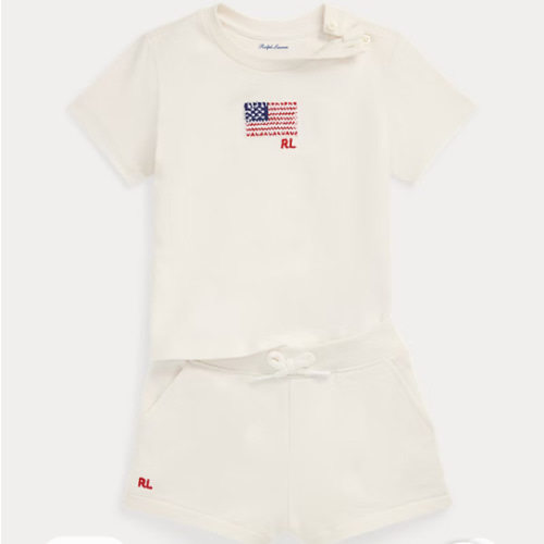 Flag Cotton Jersey Tee & Terry Short Set