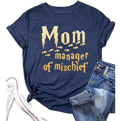 Mom Manager Birthday Shirt for Women - Funny Mama Family Clothes Mothers Day Graphic Outfit Tee Tops