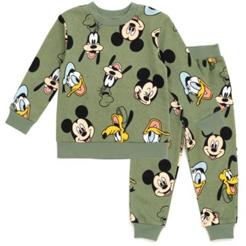 Disney Mickey Mouse Goofy Donald Duck Infant Baby Boys Fleece Sweatshirt and Jogger Pants Set Green 12 Months