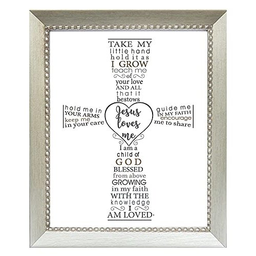Jesus Loves Me Frame for Baby's Baptism, Dedication or Christening - Made in USA Frame - Gift for Granddaughter/Grandson/Godson/Goddaughter on Christening, Baptism, Dedication