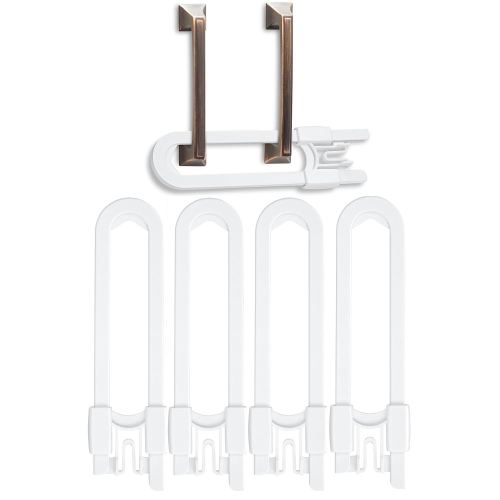 Vmaisi Baby Sliding Cabinet Locks - 4 Pack Adjustable U Shaped Child Safety Locks,Childproof Latches for Kitchen Bathroom Storage Cupboards Doors, Handles and Knobs White (4)