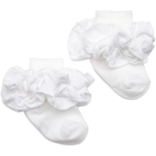Jefferies Socks Double Ruffle Turncuff Sock, White