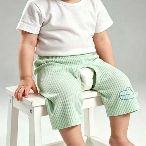 Kids Boys Cotton Potty Training Shorts Summer Breathable Elastic Waistband Crocodile Print Shorts Green,Size 9-12 Months