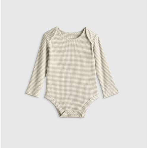 Softest Rib Long Sleeve Bodysuit  in Grey Stripe