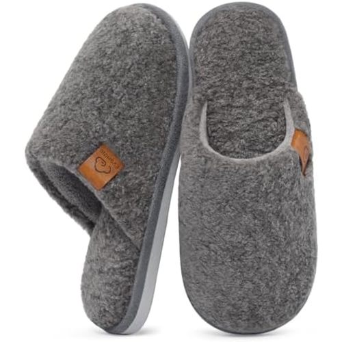 Evshine Women's Fuzzy Slip-on Slippers Comfy Lightweight Indoor House Scuff Slippers Closed Toe Soft Memory Foam Shoes