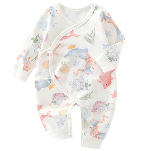 AngelBabies Baby Girl Boy Romper Side Snap Kimono Japanese Cotton Newborn Outfit Newborn-6M