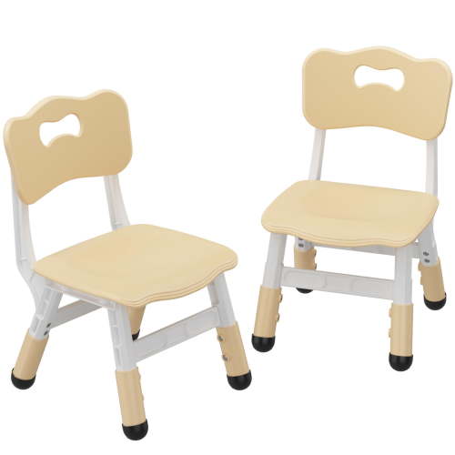 TROPOW Kids Chair, 3 Level Height Adjustable Kid Chair, Plastic Toddler Chairs for Children Boys Girls Age 2-6, Suitable for Home Family Classroom Nursery Indoor Use (2 Pack,Wood)