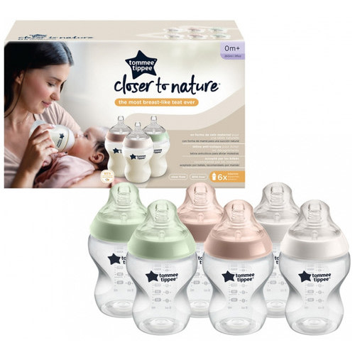 Tommee Tippee Closer to Nature 6 Feeding Bottles 260ml 0 Months and + - Steych