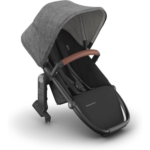 UPPAbaby RumbleSeat V3 Second Lower Seat - Compatible with Vista V2 and Vista V3 - All-Weather Seat + Magnetic Buckle – Adapters Included - Declan (Oat Mélange/Silver Frame/Chestnut Leather)